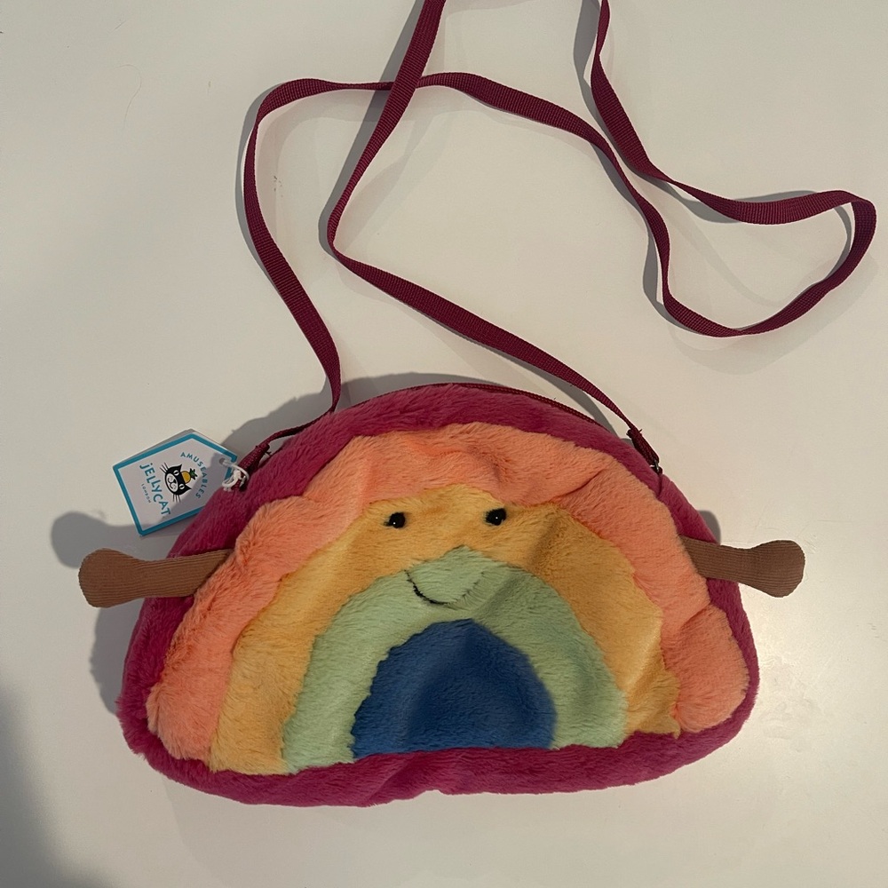 Jellycat Pink Rainbow Plush Bag